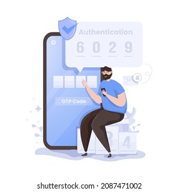 Diseño de ilustraciones de datos de seguridad de código OTP para desbloquear o acceder a ellos