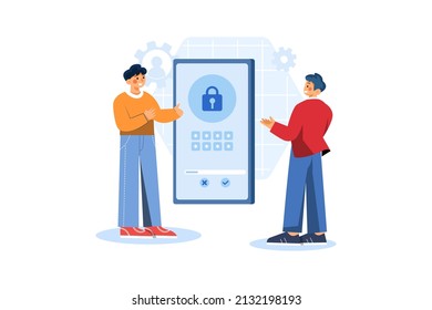 OTP code to unlock Illustration concept. Flat illustration isolated on white background.