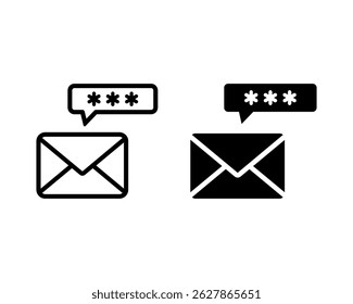 Oben-Symbol. Otp sms Kennwort umrissen und solides Symbol Vektor. Ikonenpaket für mobile Nachrichten in flachen und dünnen Linienvektoren