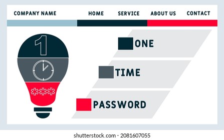 OTP - One Time Password acronym. business concept background.  vector illustration concept with keywords and icons. lettering illustration with icons for web banner, flyer, landing