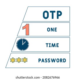 OTP - One Time Password acronym. business concept background.  vector illustration concept with keywords and icons. lettering illustration with icons for web banner, flyer, landing