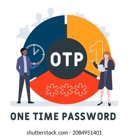 OTP - One Time Password acronym. business concept background.  vector illustration concept with keywords and icons. lettering illustration with icons for web banner, flyer, landing