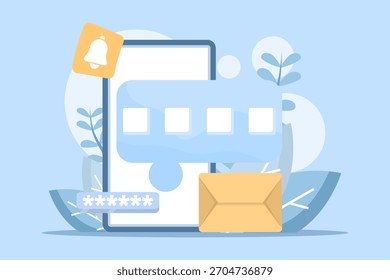 El concepto de Contraseña OTP o de una sola vez se muestra a través de un teléfono inteligente que recibe un Código de verificación numérico, que simboliza la autenticación segura del usuario y la protección de la Cuenta.