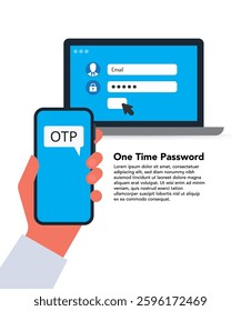 OTP or one-time password for login session or transaction Vector illustration