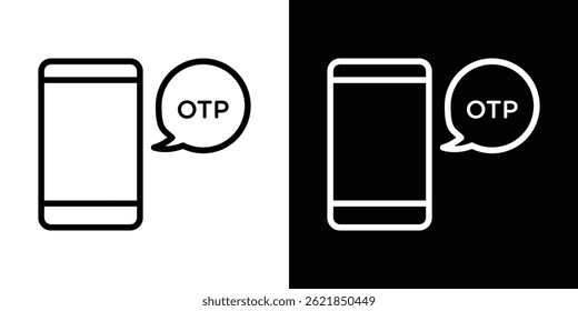 Traçado de conceito de ícone de senha de sms superior em plano de fundo branco