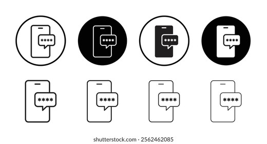 Otp sms password icon Flat art in black and white isolated
