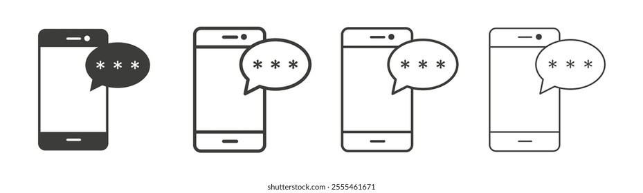 Otp sms password icon pack. vector illustration