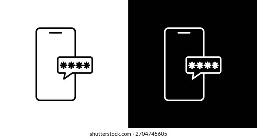 Otp sms icono de Contraseña pixel perfecto. Símbolo de contorno. Dibujo lineal simple.