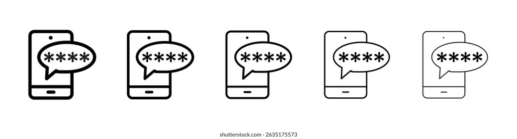 Otp sms icono de Contraseña Símbolo plano de línea delgada simple