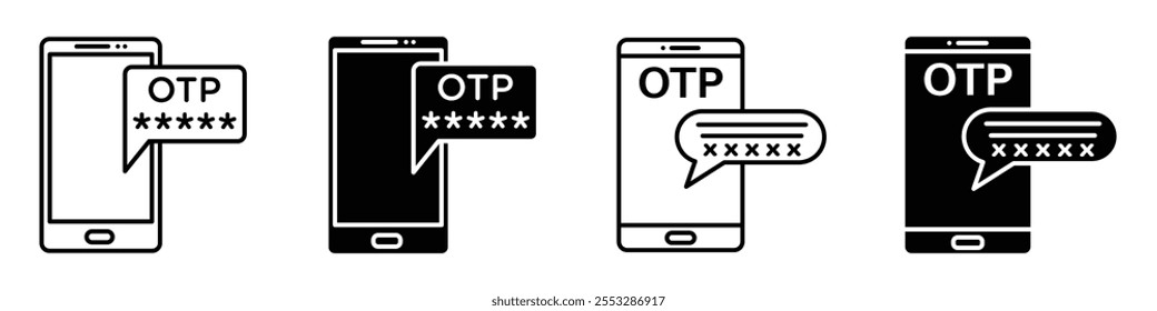Otp sms password icon vector set. EPS10