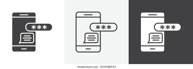 Otp sms password icon vector set for ui designs