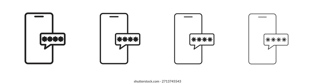Icono de Contraseña sms Otp. Vector de pictogramas aislados.