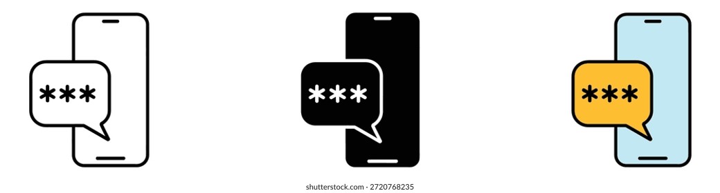 Vetor de ícone de Senha SMS OTP. Símbolo de autenticação móvel segura. ilustração de vetor.