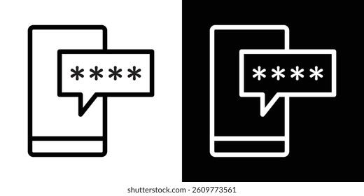 Otp sms password icons vector set in stroke line style