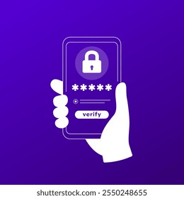 Ícone de verificação OTP com telefone celular na mão