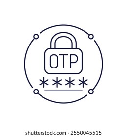 OTP verification line icon, one-time passcode