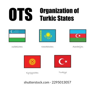 OTS, CCTS -  Organization of Turkic States, flag of members