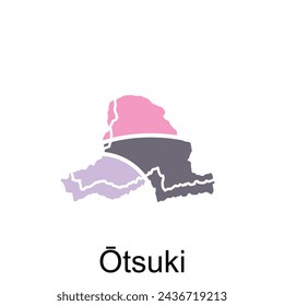 Mapa de Otsuki con contorno estilizado sobre fondo blanco