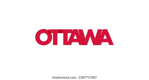 Ottawa in the Canada emblem for print and web. Design features geometric style, vector illustration with bold typography in modern font. Graphic slogan lettering isolated on white background.