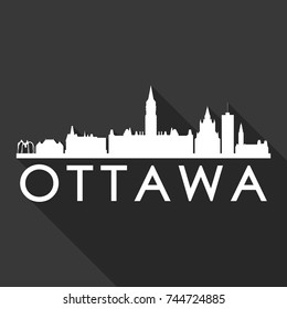 Ottawa Canada Flat Icon Skyline Silhouette Design City Vector Art Famous Buildings.
