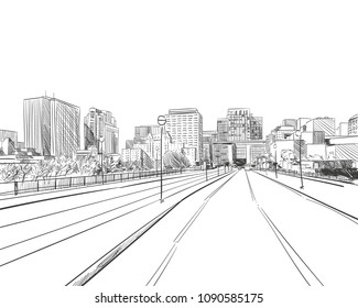 Ottawa. Canada. Hand drawn. Unusual Street sketch, vector illustration