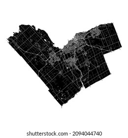 Ottawa, Canada, high resolution vector map with city boundaries, and editable paths. The city map was drawn with white areas and lines for main roads, side roads and watercourses.