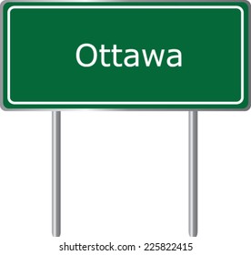 Ottawa, Canada, road sign green vector illustration, road table