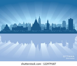 Ottawa, Canada skyline with reflection in water