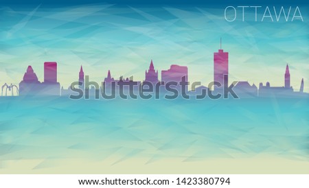 Ottawa City Canada Skyline City Vector Silhouette. Broken Glass Abstract Geometric Dynamic Textured. Banner Background. Colorful Shape Composition.