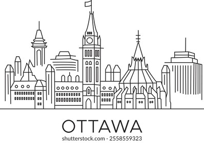 Ottawa City Line Draw Simple Minimalist