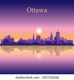 Ottawa city silhouette on sunset background vector illustration