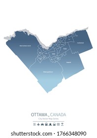 Ottawa Map. Canada City Vector Map. 