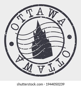 Ottawa, ON, Canada Postal. Silhouette Seal. Passport Round Design. Vector Icon. Design Retro Travel. National Symbol.