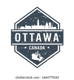 Ottawa, ON, Canada Travel Stamp Icon. Skyline City Design Tourism Diamond. Vector Illustration Grunge.