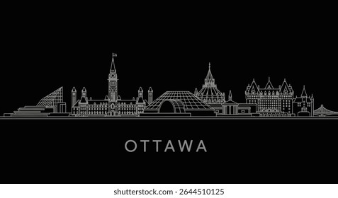 Ottawa Skyline Lineart Minimalist Vetor.
