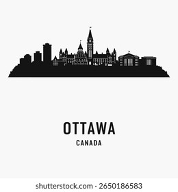 Ottawa Skyline Silhouette with Canada Cityscape.