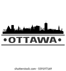 Ottawa Skyline Silhouette. Landscape City Design. Vector Cityscape Icon.  