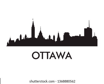 Ottawa skyline silhouette vector of famous places