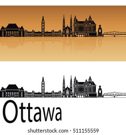 Ottawa V2 skyline in orange background in editable vector file