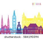 Ottawa V2 skyline pop in editable vector file