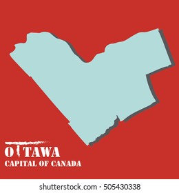 Ottawa-Capital of Canada map silhouette - vector illustration, isolated political high detail, 3d look map