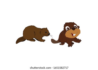 Otter Animal Cartoon Vector Illustration