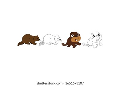 Otter Animal Cartoon Vector Illustration Bundle