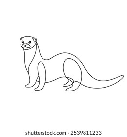 Otter Animal continuous line art flat vector illustration on white background.