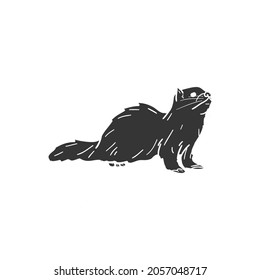 Otter Animal Icon Silhouette Illustration. River Fauna Vector Graphic Pictogram Symbol Clip Art. Doodle Sketch Black Sign.