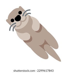 Icono plano del vector de otros animales. Ilustración de emoji Otter aislada