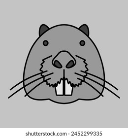 Otter beaver grayscale icon. Animal head vector. Agriculture sign. Graph symbol for your web site design, logo, app, UI. EPS10.