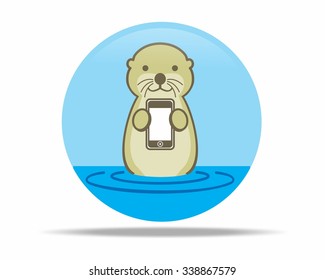 otter beaver tech logo icon vector