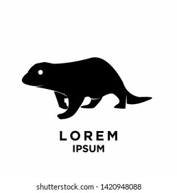 otter black silhouette white background isolated logo icon design vector illustration