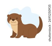otter by river, sleek otter on riverbank with lively water ripples, charming cartoon otter positioned next to flowing river with cheerful expression and gentle water